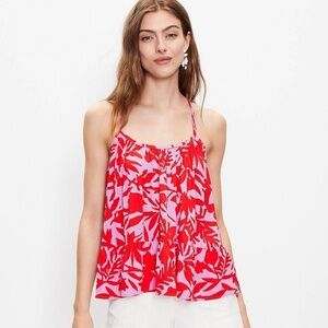 LOFT Lilac Punch Tropic Shirred Peplum Racer Back Cami